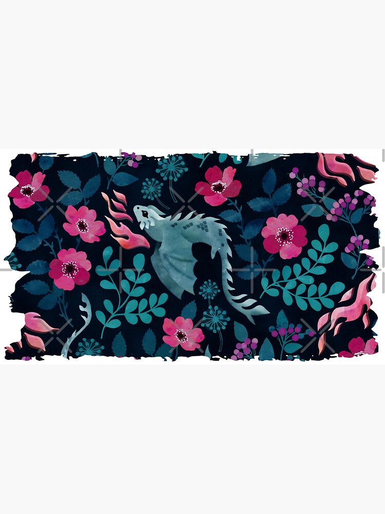 Aperçu 6 sur 6. Bob avec l'œuvre Motif floral de dragons dans des tons de bijoux sombres créée et vendue par adenaJ.