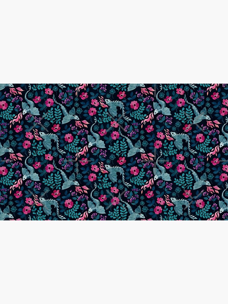Dragons floral in dark jewel tones by adenaJ