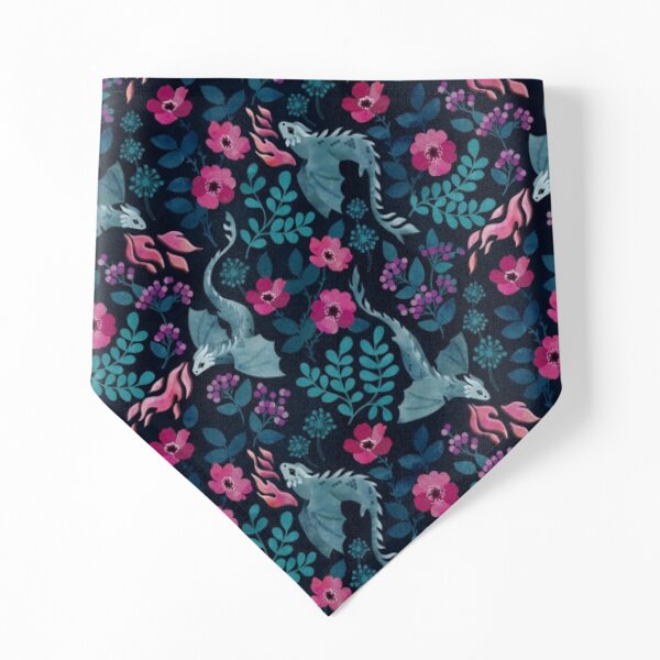 Dragons floral in dark jewel tones Pet Bandana