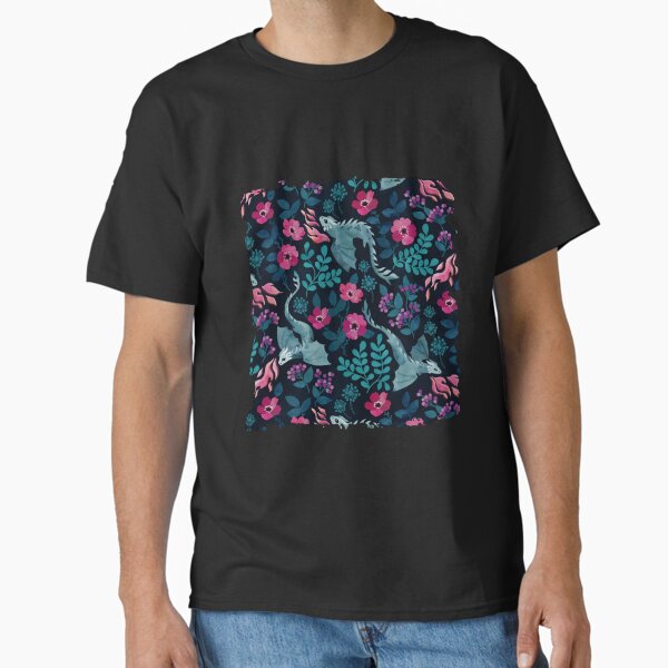 Item preview, Dragons floral in dark jewel tones designed and sold by adenaJ.