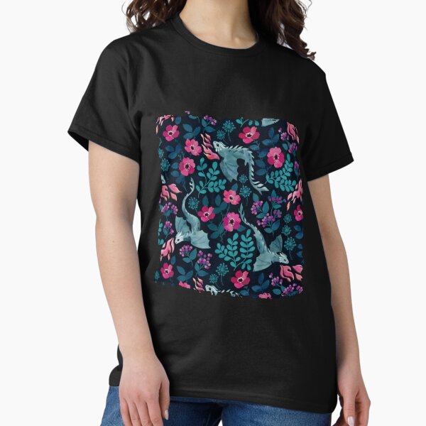 Item preview, Dragons floral in dark jewel tones designed and sold by adenaJ.