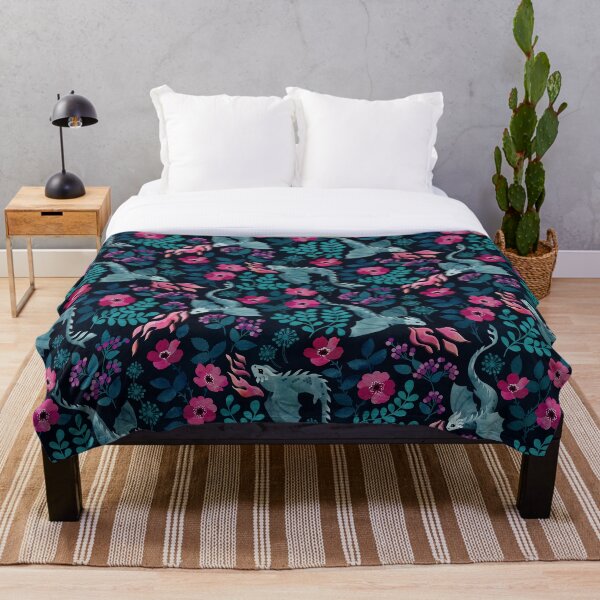 Item preview, Dragons floral in dark jewel tones designed and sold by adenaJ.