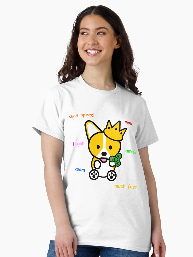 Thumbnail 1 of 7, Classic T-Shirt, Fidget Spinner Corgi Shiba Inu Doge Meme Dog designed and sold by jayrauler.