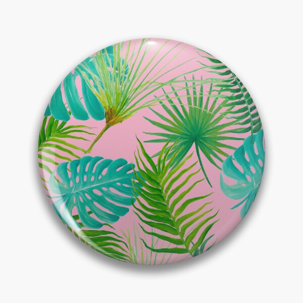 Item preview, Green Tropical Leaves on pink background designed and sold by MatsonArtDesign.