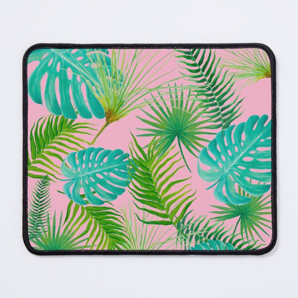 Item preview, Green Tropical Leaves on pink background designed and sold by MatsonArtDesign.