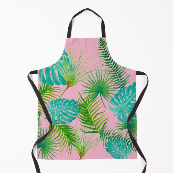 Item preview, Green Tropical Leaves on pink background designed and sold by MatsonArtDesign.