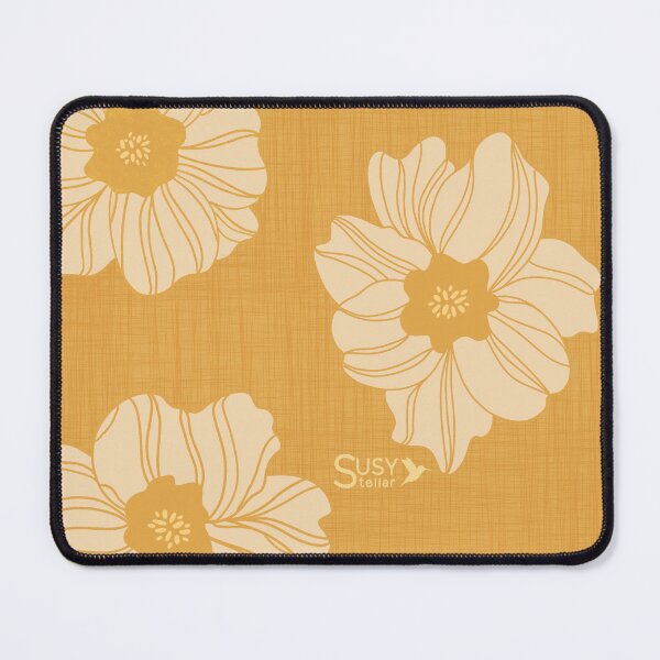 Item preview, Large Soft Yellow Flowers on an Ocher Yellow Linen Background designed and sold by Su Sy.
