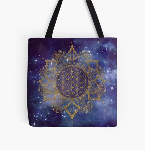 Flower of Life Mandala Sky All Over Print Tote Bag