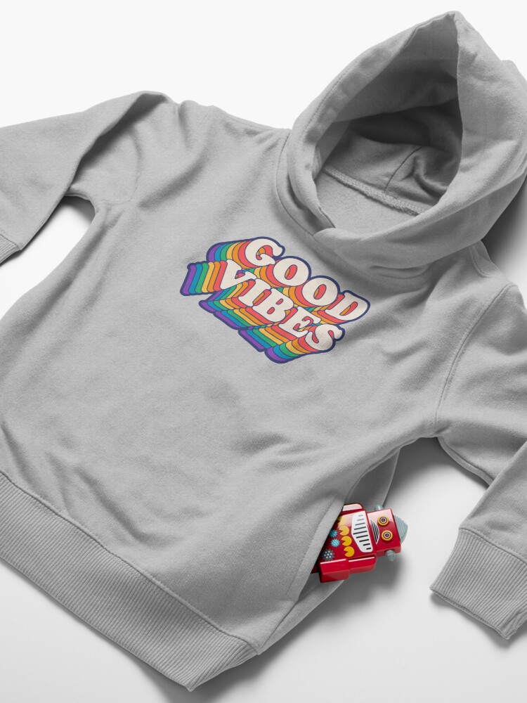 Alternate view of Good Vibes Rainbow Colors Toddler Pullover Hoodie