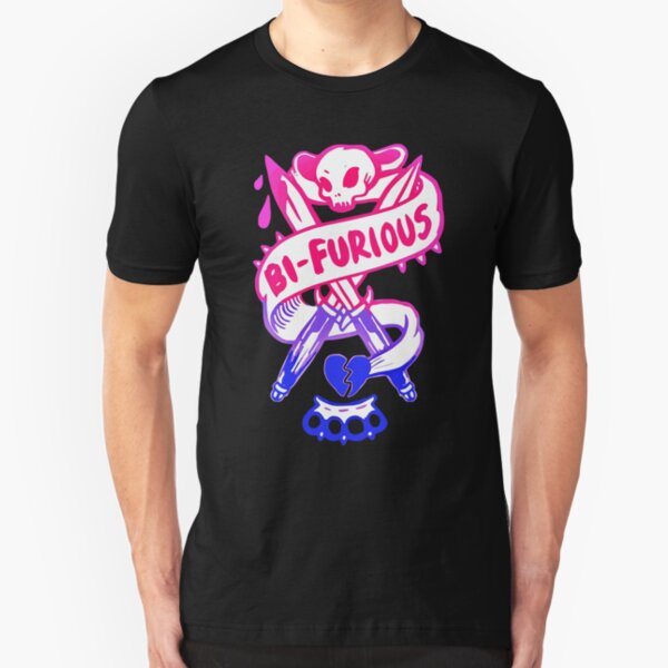 bi furious bisexual 2017 rainbow cute Slim Fit T-Shirt