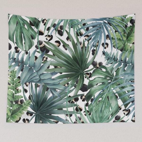 Artikelvorschau, Leopard and Palm Tree Tropical Print entworfen und verkauft von meggydesigns.