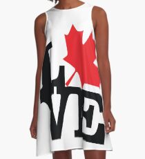 Canada - Love (Black Text) A-Line Dress