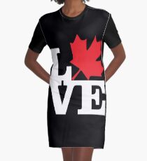 Canada - Love (White Text) Graphic T-Shirt Dress