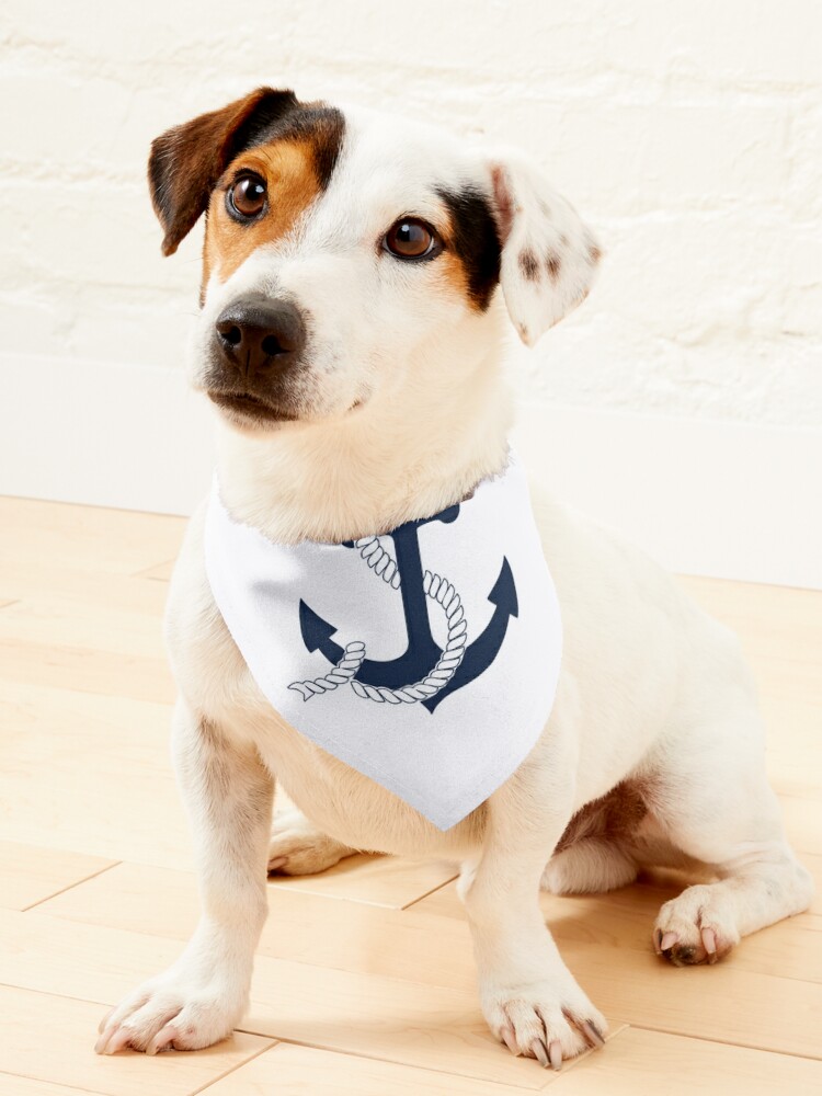 Anchors White and Blue Dog Collar