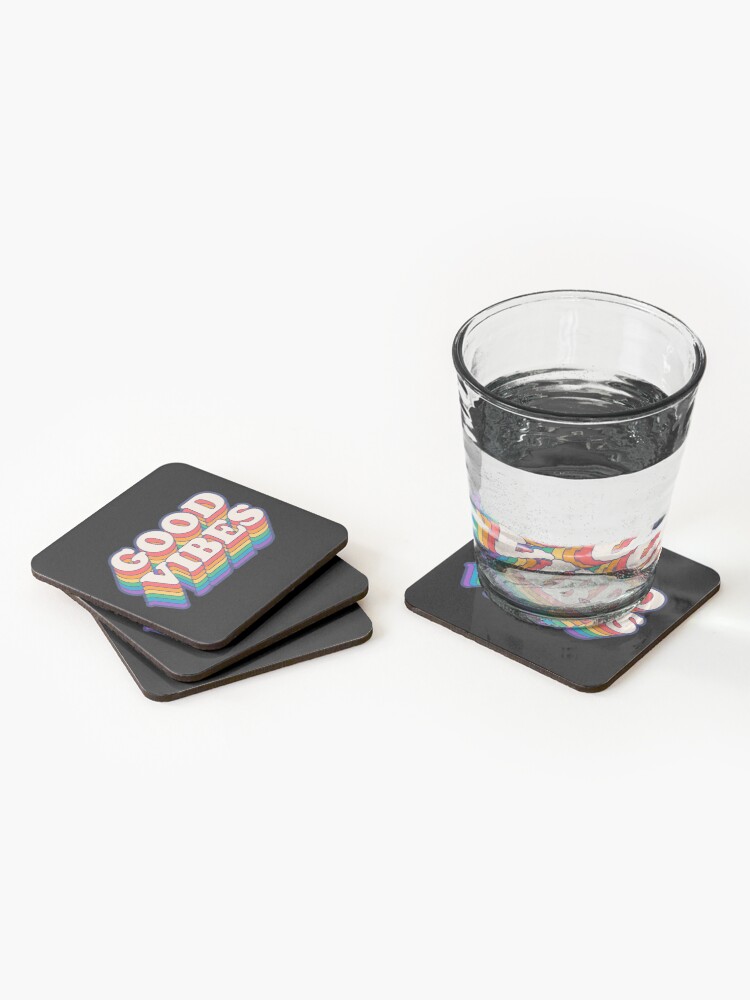 Alternate view of Good Vibes Rainbow Colors Coasters (Set of 4)