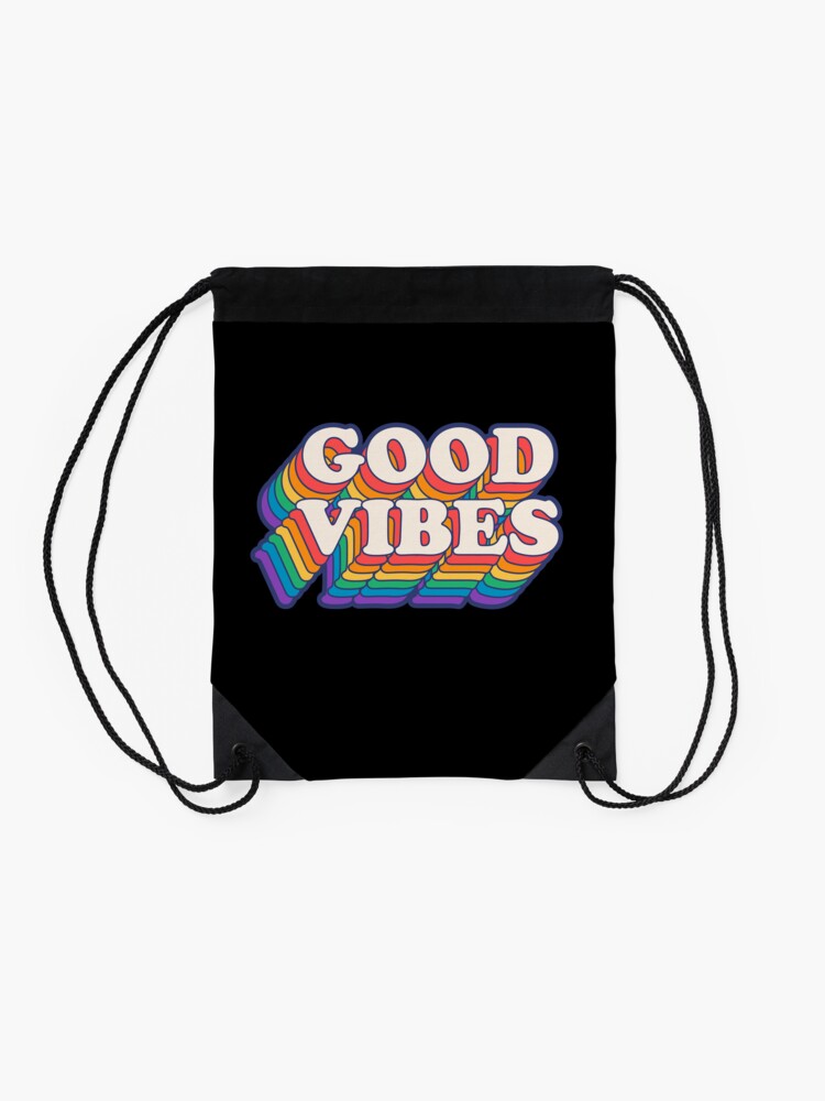 Alternate view of Good Vibes Rainbow Colors Drawstring Bag