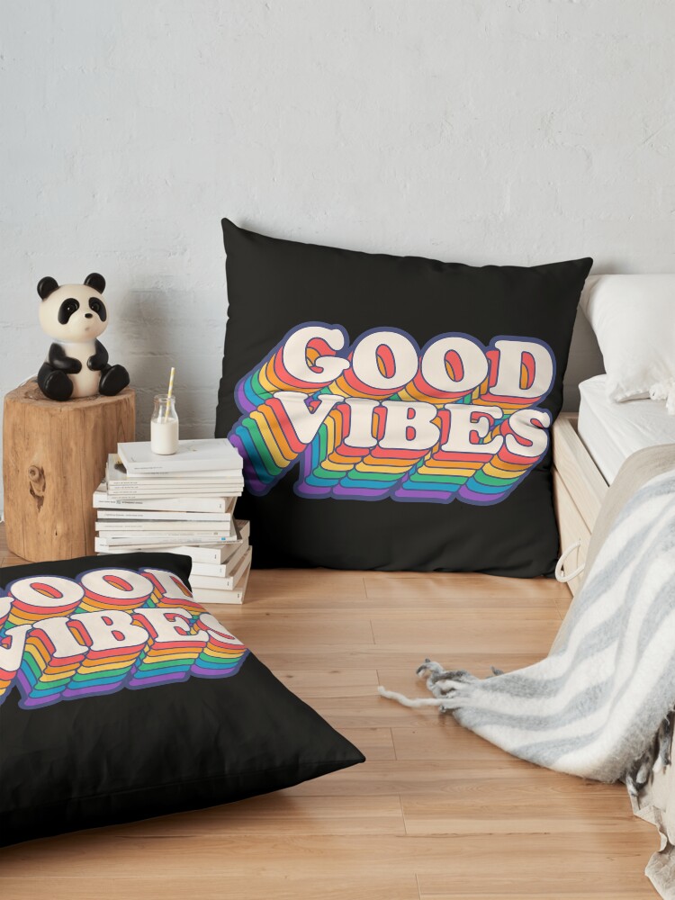 Alternate view of Good Vibes Rainbow Colors Floor Pillow