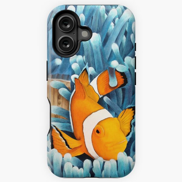 Item preview, Clownfish in Blue Anemones - Oceanic and Colorful Illustration designed and sold by Ambiance Sauvage.