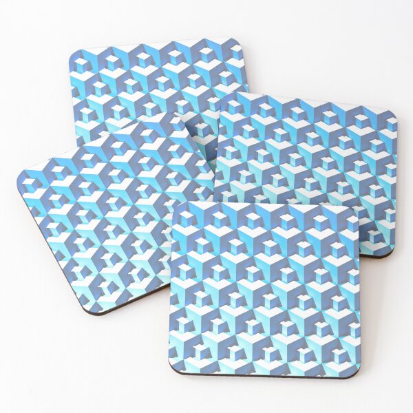 Item preview, Interesting 3D Geometric Squares in a Pattern with Ice Blue Light Blue and White Color designed and sold by RiciPaneto.