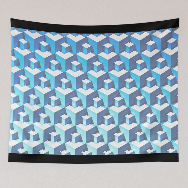 Item preview, Interesting 3D Geometric Squares in a Pattern with Ice Blue Light Blue and White Color designed and sold by RiciPaneto.