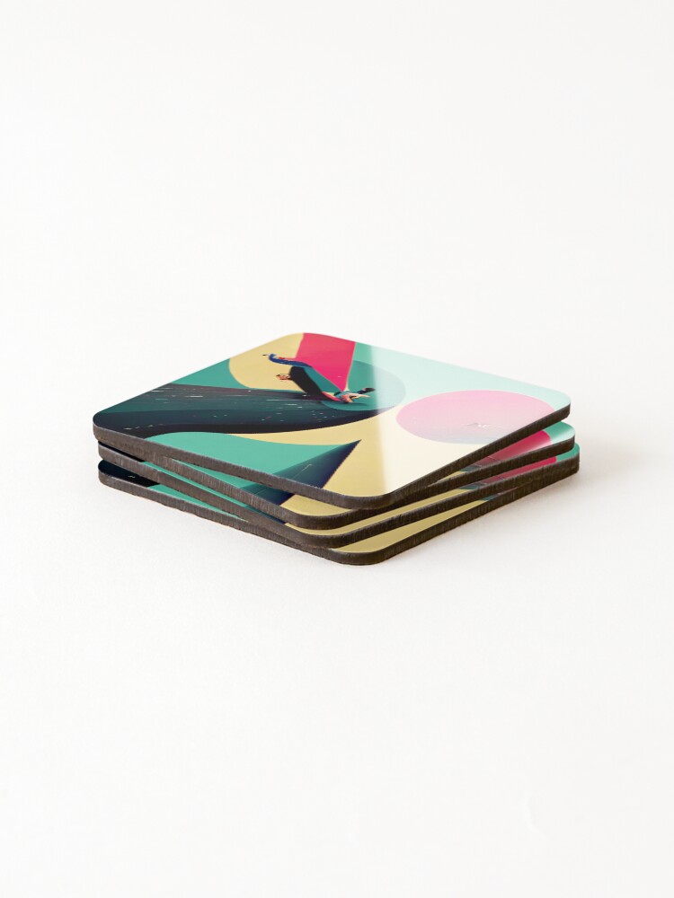 Thumbnail 4 of 5, Coasters (Set of 4), Dynamic Abstract Number 1 designed and sold by Left-Hand-Tree.