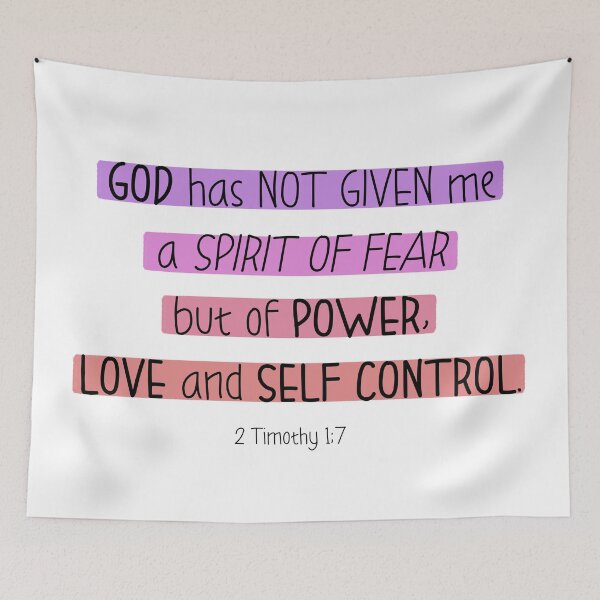 Item preview, not spirit of fear but of power love and self control 2 Timothy 1:7 purple red designed and sold by AmeliasArtistry.