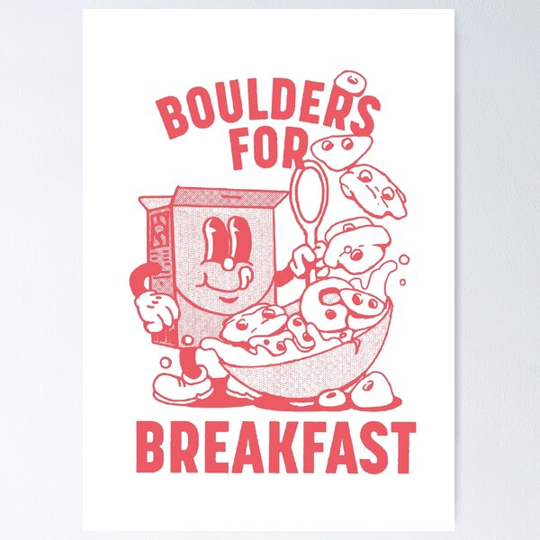 Item preview, Boulders for Breakfast - retro climbing cartoon designed and sold by KateAlice1994.