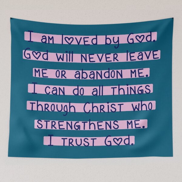 Item preview, blue positive christian affirmations bible verse quotes pink navy blue designed and sold by AmeliasArtistry.