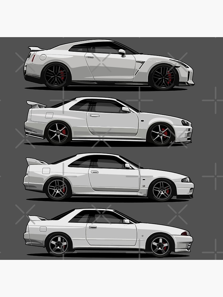 Illustration NISSAN Skyline collection GT-R R 32 33 34 35 Artwork