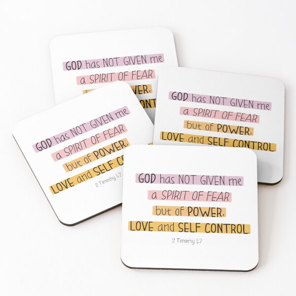 Item preview, not spirit of fear but of power love and self control 2 Timothy 1:7 purple yellow designed and sold by AmeliasArtistry.