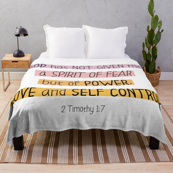 Item preview, not spirit of fear but of power love and self control 2 Timothy 1:7 purple yellow designed and sold by AmeliasArtistry.
