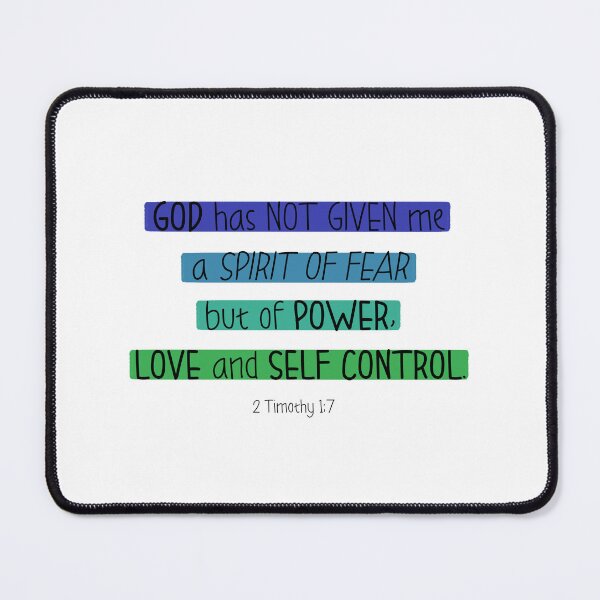 Item preview, not spirit of fear but of power love and self control 2 Timothy 1:7 blue green designed and sold by AmeliasArtistry.