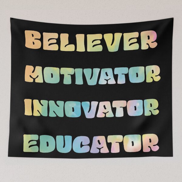 Item preview, Believer Motivator Innovator Educator Tye die colorful Teacher Gifts designed and sold by SAFREN.