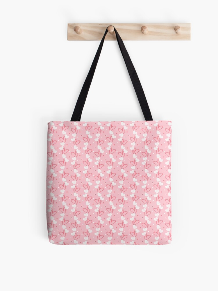 Pink and White Heart Colour Flower Design Tote Bag - White Tote Bag -  Frankly Wearing