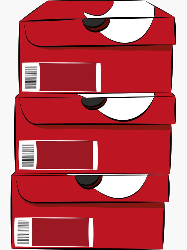 Closed single red stack shoe boxes logo Sticker