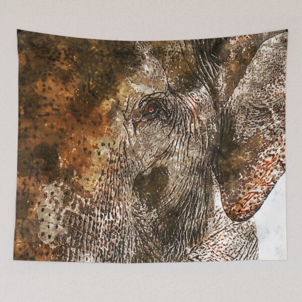 Item preview, Watercolor Asian Elephant Elephas Maximus Painting, Elephas Maximus Asian Elephant Endangered Animal Watercolor, Asian Elephant Watercolor Art Wallpaper, Adorable Watercolor Asian Elephant Drawing designed and sold by Trendymotion.