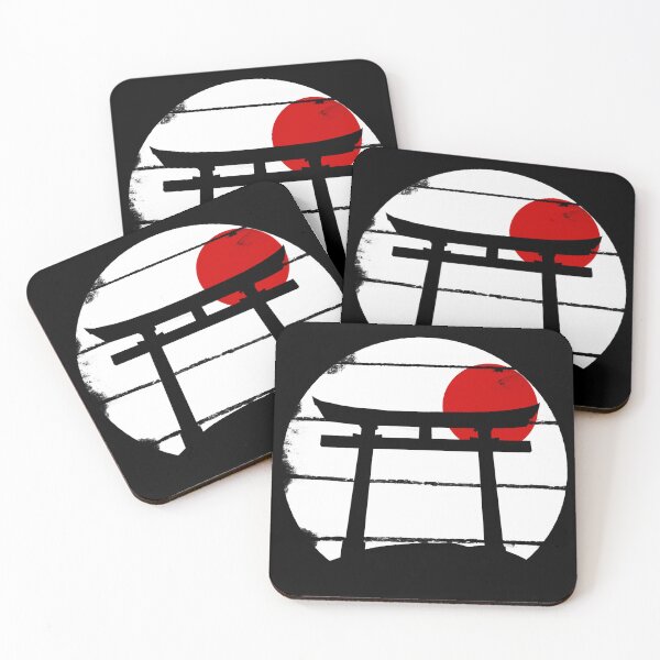 Item preview, Cool Japanese Torii Gate on a Hill With a Red Sunset Sun and White Background Painted with Brush | Cool Japanese Tori Gate on a Hill With a Red Sunrise Sun and White Back ground Painted with Brush designed and sold by RiciPaneto.
