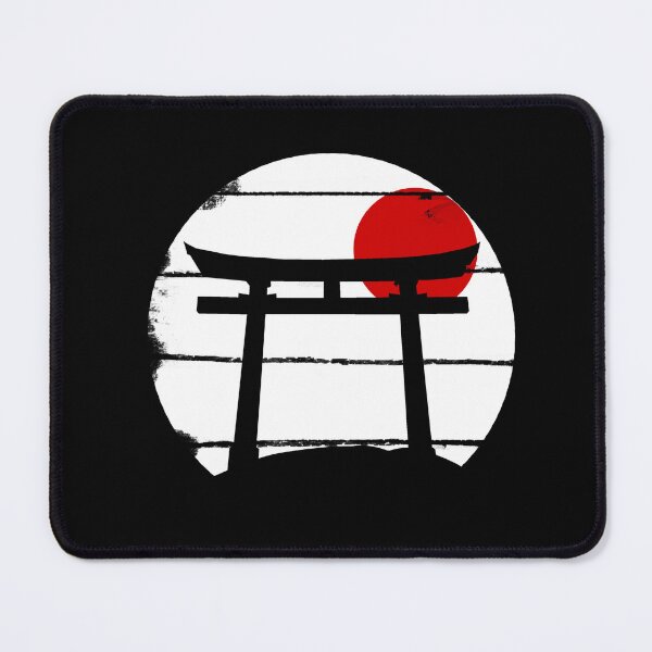 Item preview, Cool Japanese Torii Gate on a Hill With a Red Sunset Sun and White Background Painted with Brush | Cool Japanese Tori Gate on a Hill With a Red Sunrise Sun and White Back ground Painted with Brush designed and sold by RiciPaneto.