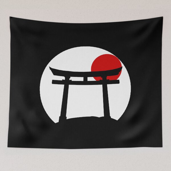 Item preview, Cool Japanese Torii Gate on a Hill With a Red Sunset Sun and White Background | Cool Japanese Tori Gate on a Hill With a Red Sunrise Sun and White Back ground  designed and sold by RiciPaneto.