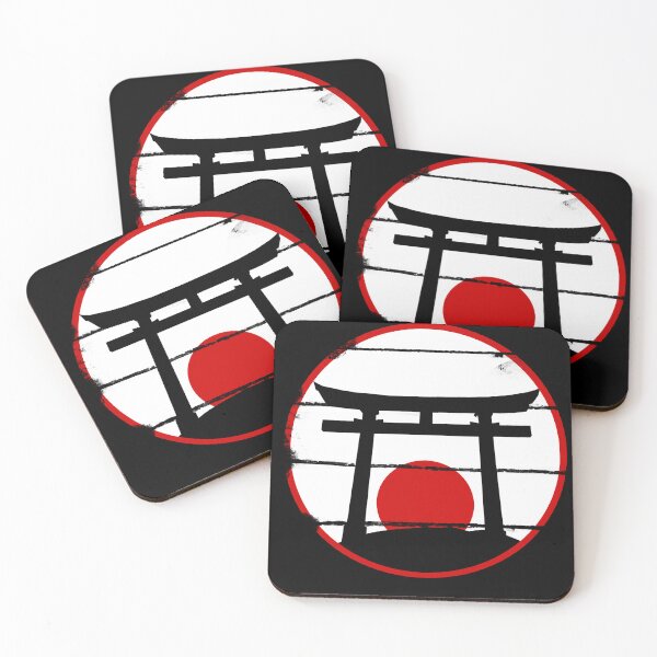 Item preview, Cool Japanese Torii Gate on a Hill With a Red Sunset Sun and White Background Painted with Brush | Cool Japanese Tori Gate on a Hill With a Red Sunrise Sun and White Back ground Painted with Brush designed and sold by RiciPaneto.