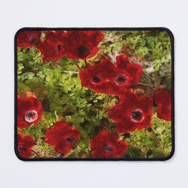 Item preview, Red Wild Anemone Flowers Abstract Art designed and sold by taiche.