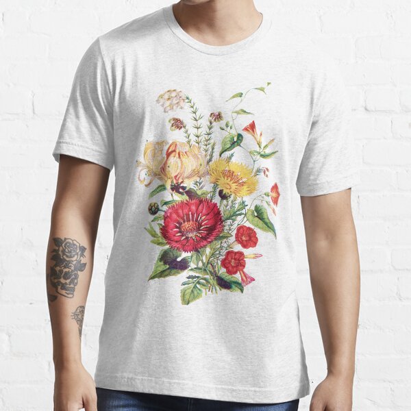 Watercolor Vintage Flower Motif Essential T-Shirt