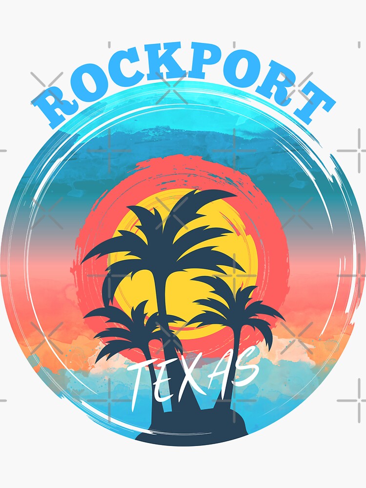 "Retro Rockport Texas Sunset Souvenir" Sticker for Sale by dk82 Redbubble