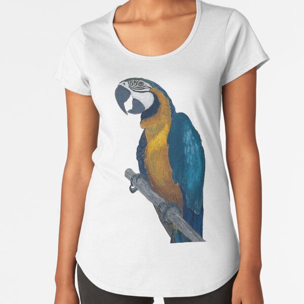 Blue + Yellow Macaw on a Twig Scientific Drawing Premium Scoop T-Shirt