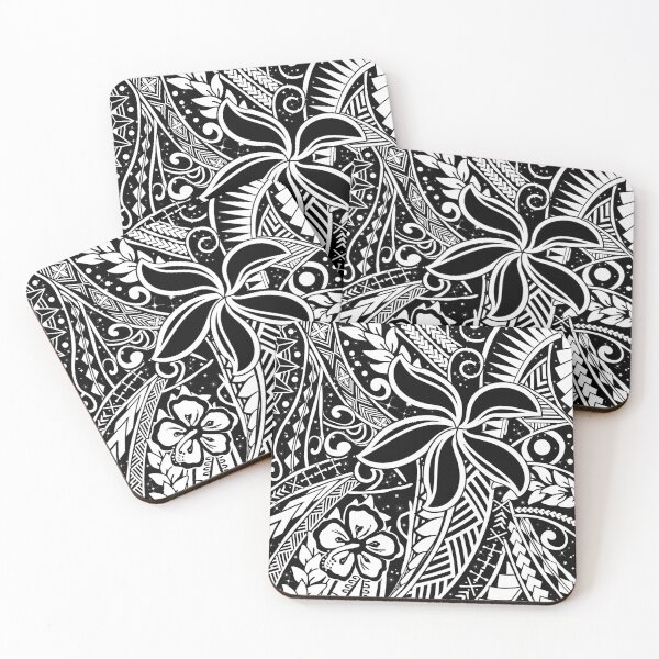 Item preview, Hawaiian - Samoan - Polynesian Black And White Tribal Leaf With StarField designed and sold by sunnthreads.