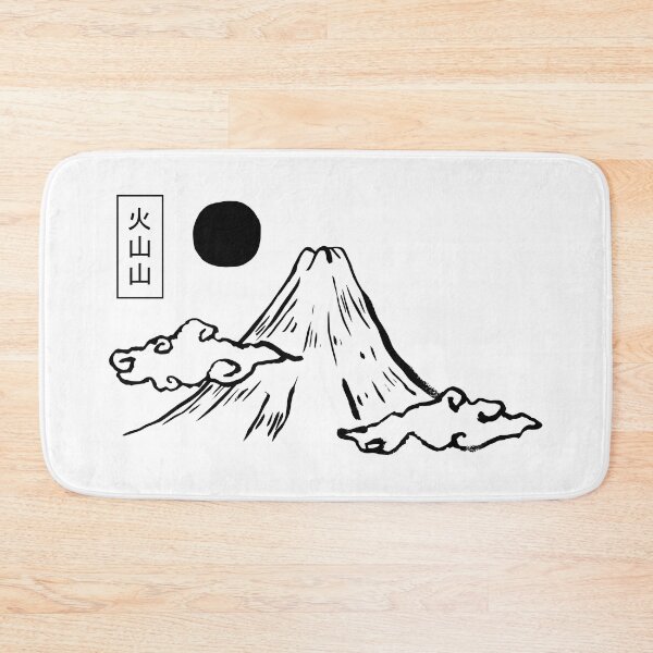 Item preview, Japanese style hand drawn volcanic mountain designed and sold by whyNautDesigns.