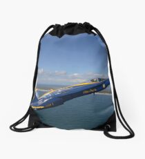 An F/A-18 Hornet from the Blue Angels during a training flight. Drawstring Bag