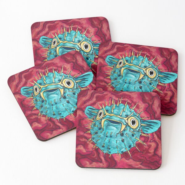 Item preview, Cartoon porcupinefish painting, colorful cute fugu fish designed and sold by NadiaChevrel.