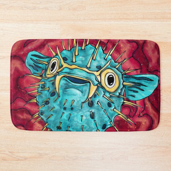 Item preview, Cartoon porcupinefish painting, colorful cute fugu fish designed and sold by NadiaChevrel.