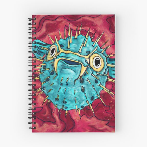 Item preview, Cartoon porcupinefish painting, colorful cute fugu fish designed and sold by NadiaChevrel.